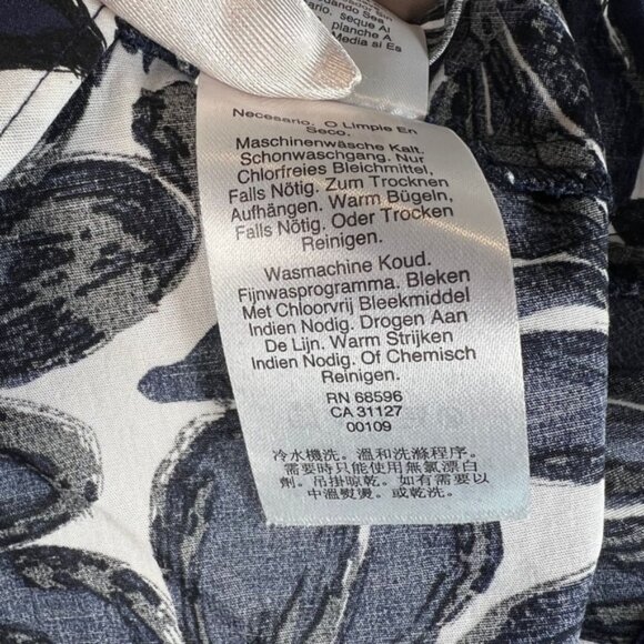 NWT DONNA KARAN SEASIDE Floral Print V neck Peplum Hem Elastic Cuffs Blouse Sz M - Picture 16 of 16